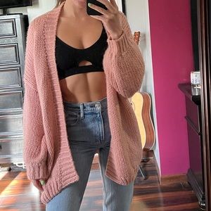 Oversized Pink cardigan from Stargaze jewelry